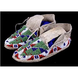 Sioux Beaded Parfleche Sole Child's Moccasins 1890
