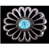 Image 1 : Antique Navajo Sand Cast Silver & Turquoise Buckle