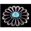 Image 2 : Antique Navajo Sand Cast Silver & Turquoise Buckle