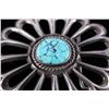 Image 3 : Antique Navajo Sand Cast Silver & Turquoise Buckle
