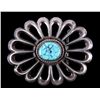 Image 5 : Antique Navajo Sand Cast Silver & Turquoise Buckle