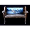 Image 2 : Rustic Reclaimed Lumber Bench with Moose Painting