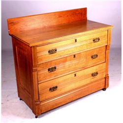 Antique Victorian Maple Dresser with Back Splash T