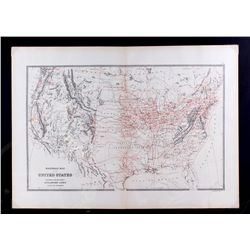 Railroad Map of the United States 1889 Map titled,