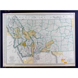 Rand McNally Standard Map of Montana Railroads Thi