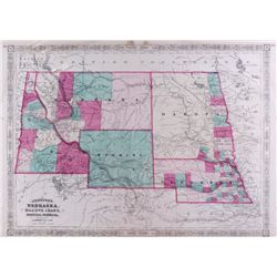 Johnson's Map of Montana & Surrounding States 1865