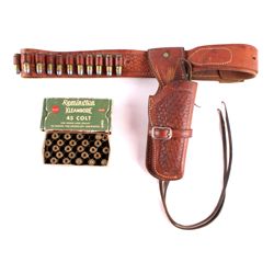 1950's Idaho Leather .45 Colt Holster & Ammo The l