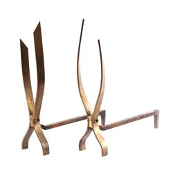 Midcentury Brass Andirons by Donald Deskey 1940 Th
