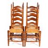 Image 1 : Solid Oak & Rattan Dinning Room Chair Set (4) The