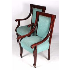 Cherry Upholstered Arm Chair Set 19th Century This