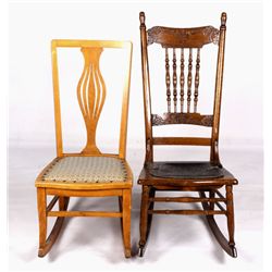 Antique Spindleback Rocker & Bird's Eye Rocker The