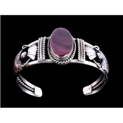 Navajo Sugilite & Sterling Tooled Cuff Bracelet Th