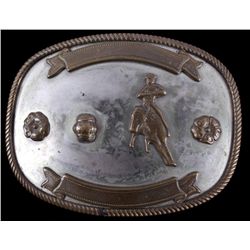 Antique Nickel Silver Barrel Racing Rodeo Buckle T