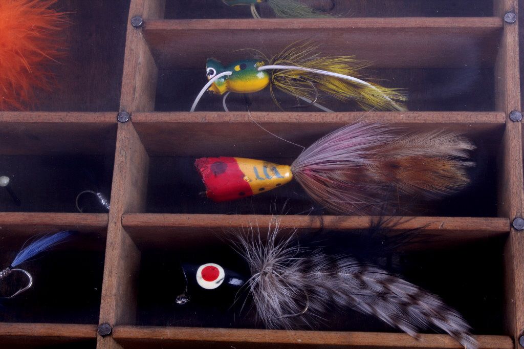 Antique Fly Fishing Lure Collection in Display The