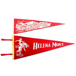 Antique Livingston and Helena Montana Pennants Thi