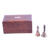 Image 1 : Antique Oak Box and Bells This lot includes an ant