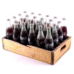 Wooden Soda Crate with Coca Cola Bottle Collection