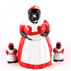 1930's Black Americana Mammy Cookie Jar Set The lo