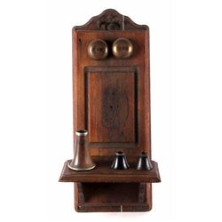 Antique Western Wood Case Wall Phone This is a sol