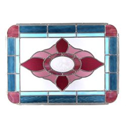 Vintage Stained Leaded Glass Pane This is a hand m