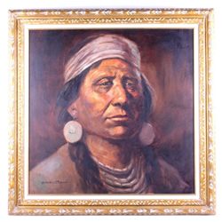 Native American Chief Original Oil by Zavaleta