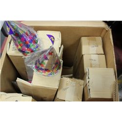 BIG BOX OF PARTY HATS (ABOUT 350 CONE SHAPED HATS)