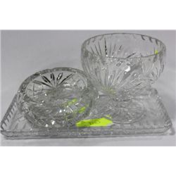 CRYSTAL BOWL/TRAY AND ASHTRAY