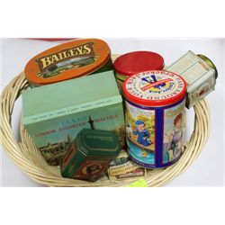 BASKET W/ COLLECTIBLE TINS