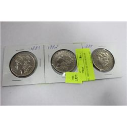 1881, 1882, 1885 U.S. SILVER DOLLAR X3