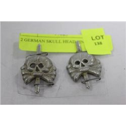 2 GERMAN SKULL HEAD PINS