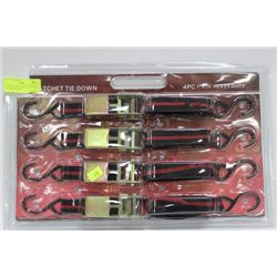 PACK OF 4 HEAVY DUTY WRACHET TIE DOWN STRAPS