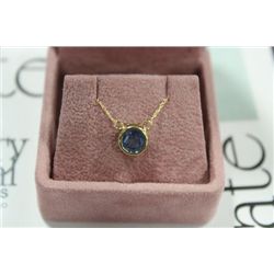 14 KT GOLD SAPPHIRE (1.25CT) PENDANT NECKLACE