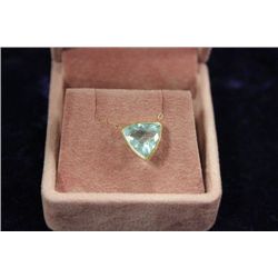 14 KT GOLD AQUAMARINE PENDANT NECKLACE