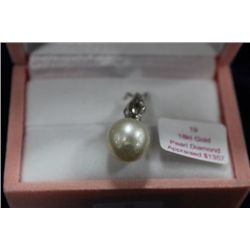 18 KT GOLD PEARL AND DIAMOND PENDANT