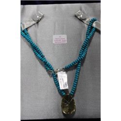 TORQUOISE AND QUARTZ NECKLACE W ST SILVER CLASP