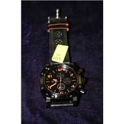 NEW MENS V-6 LEATHER BAND WATCH