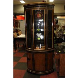 VINTAGE CURVED GLASS CURIO CABINET
