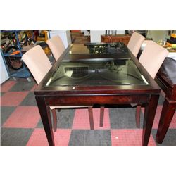 NEW SHOWHOME STYLE GLASSTOP TABLE W 4 FABRIC