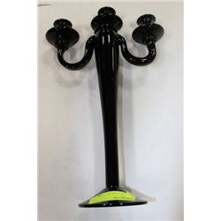 RED GLASS TRIPLE CANDLE HOLDER