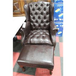 NEW BROWN LEATHERETTE WING BACK PARLOUR CHAIR W