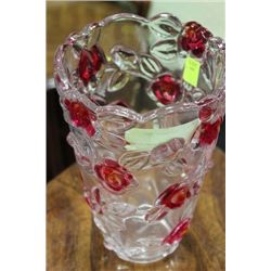 CRYSTAL ROSE VASE ON CHOICE: PINK