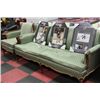 Image 1 : GREEN FRENCH PROVINCIAL SOFA W CHAIR