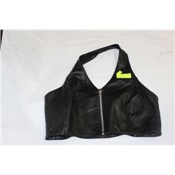 LADIES BLACK GENUINE LEATHER BACKLESS VEST (#2)