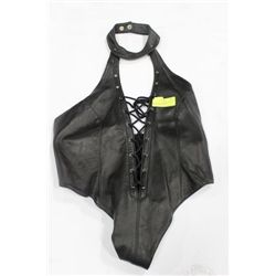 LADIES BLACK GENUINE LEATHER ONE PIECE BODY SUIT