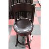 Image 1 : WOOD AND BLACK LEATHERETTE SWIVEL BAR STOOL