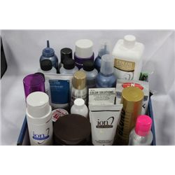 BOX OF LADIES BATHROOM SUPPLIES