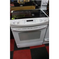 GE 5 BURNER CERAMIC TOP STOVE - SLIDE IN