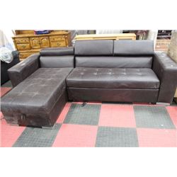 BROWN LEATHERETTE L SHAPED SECTIONAL