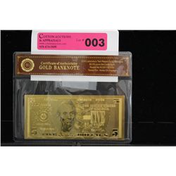 .999 Solid gold American Bank note