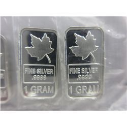 4 x .9999 Solid silver Canadian Maple Leaf bars